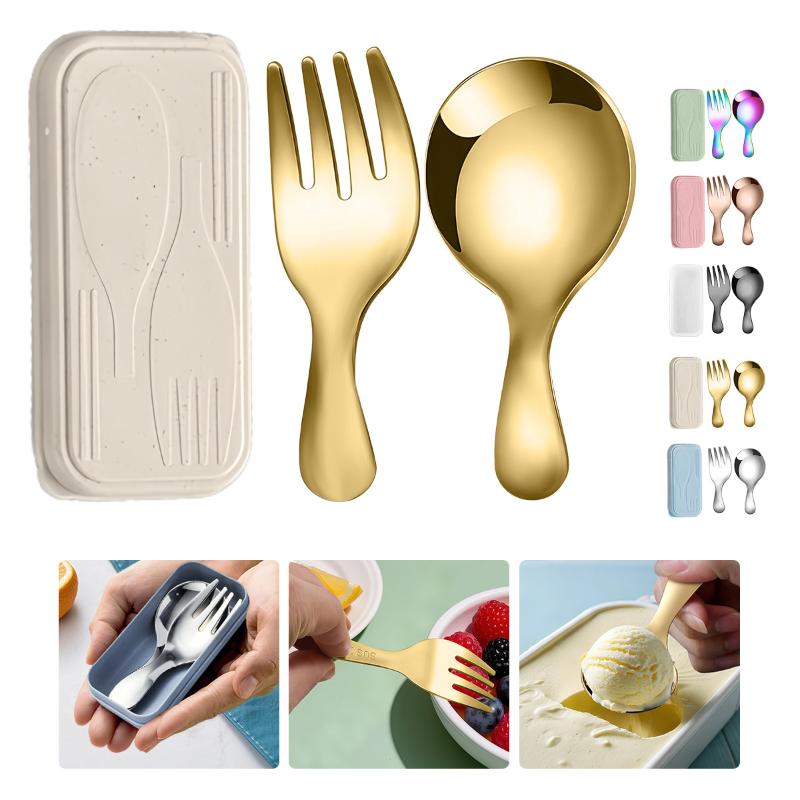 Camping With Cooking - Stainless Steel Tableware Set Spoon Fork