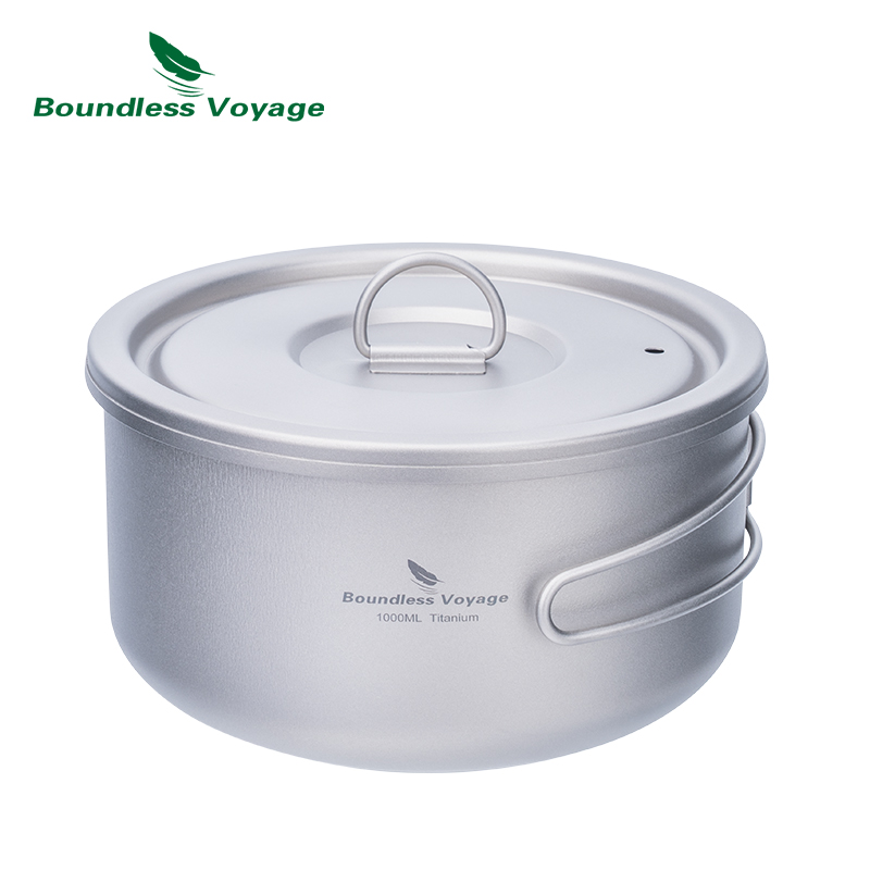 Camping Cooking Pan - Boundless Voyage Titanium Camping Pot with