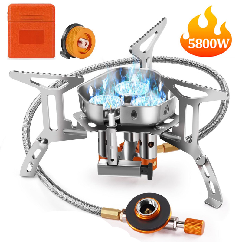 Camping Cooking Butane - 5800W High-Power Camping Gas Stove, Windproof
