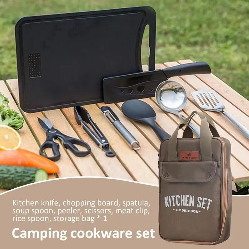 8pcs Camping Kitchen Cookware  - Camping Cooking Recipes recension och pris
