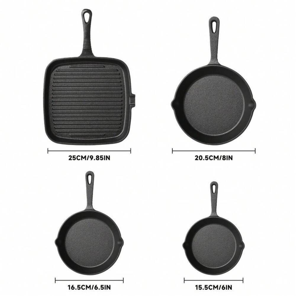 4-Piece Cast Iron Cookware Set - Skillet Cast Iron Camp recension och pris
