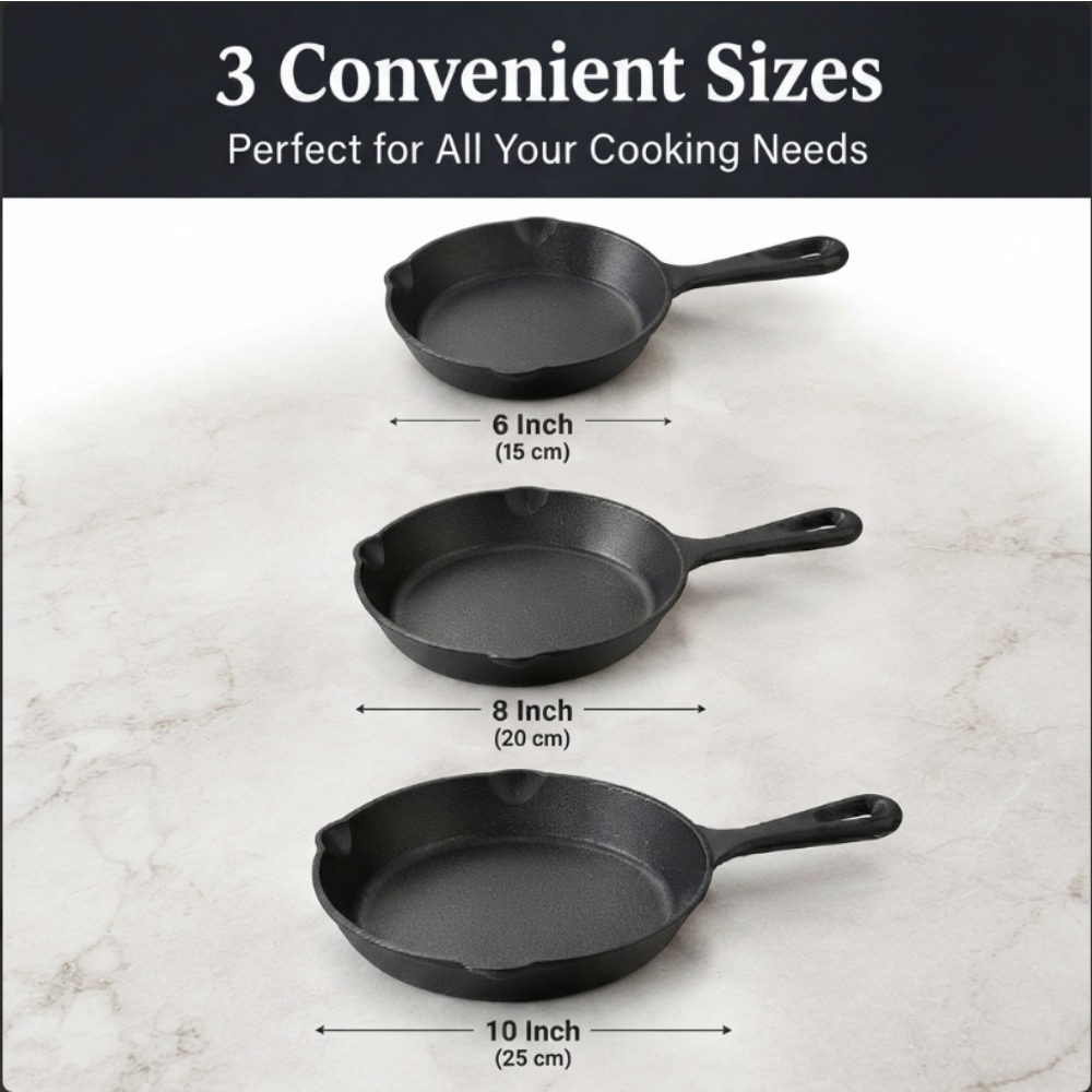 3-Piece Cast Iron Skillet Set, - Skillet Cast Iron Camp recension och pris