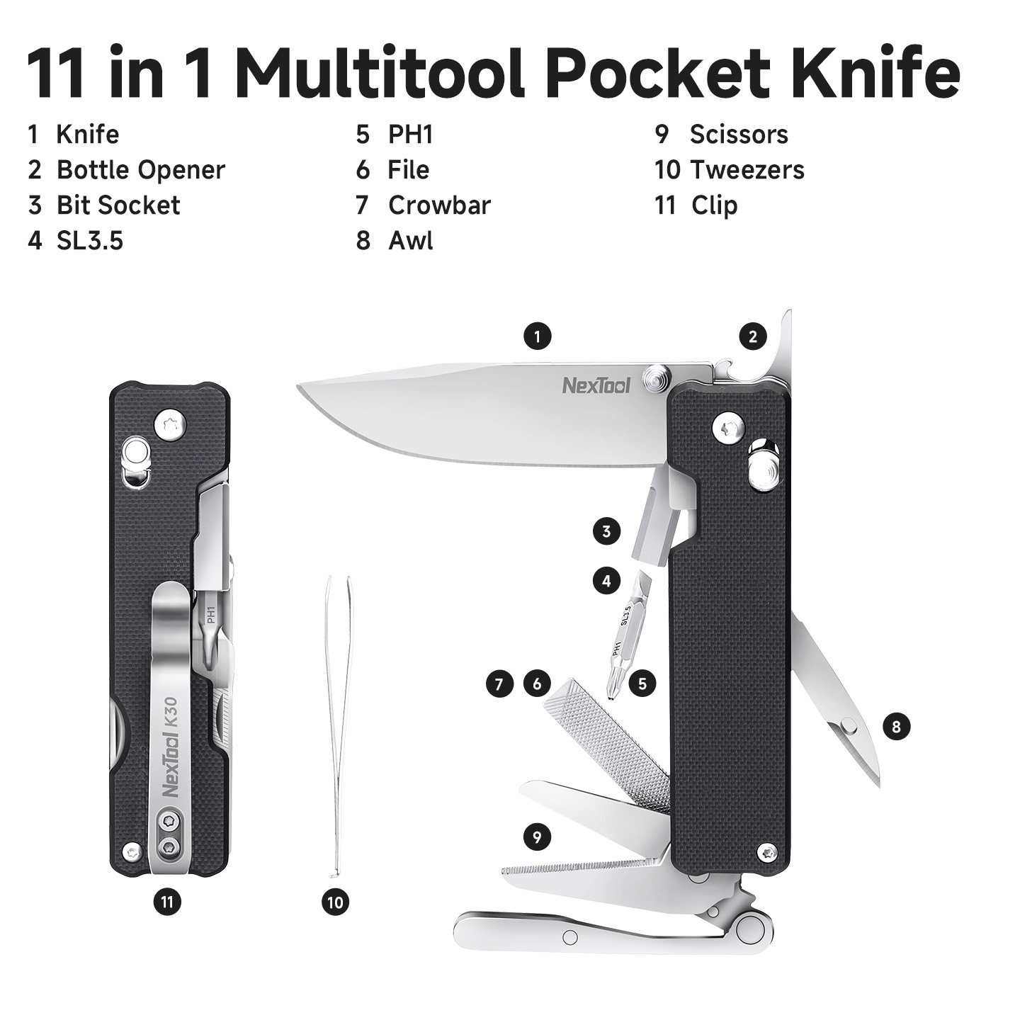 Nextool Knight K30 11-in-1 Mul - Camping Cooking Knife Set recension och pris