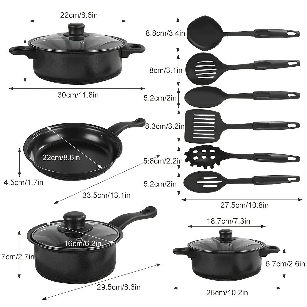 13PCS Nonstick Cookware Set Ca - Skillet Cast Iron Camp recension och pris