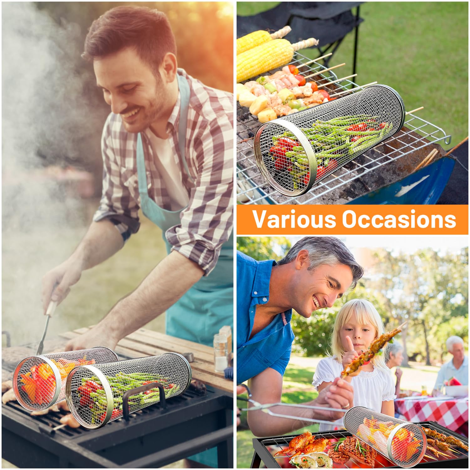 2 Pieces Rolling Grilling Bask - Camping Cooking Recipes recension och pris