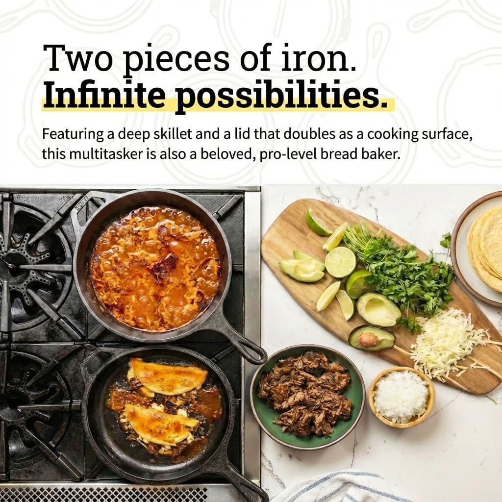 2-in-1 Cast Iron Combo Cooker: - Skillet Cast Iron Camp recension och pris