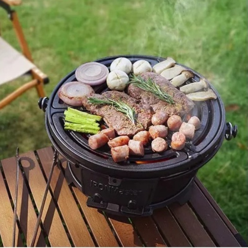 Round Charcoal Grill, Food-Saf - Camping Cooking Cast Iron recension och pris