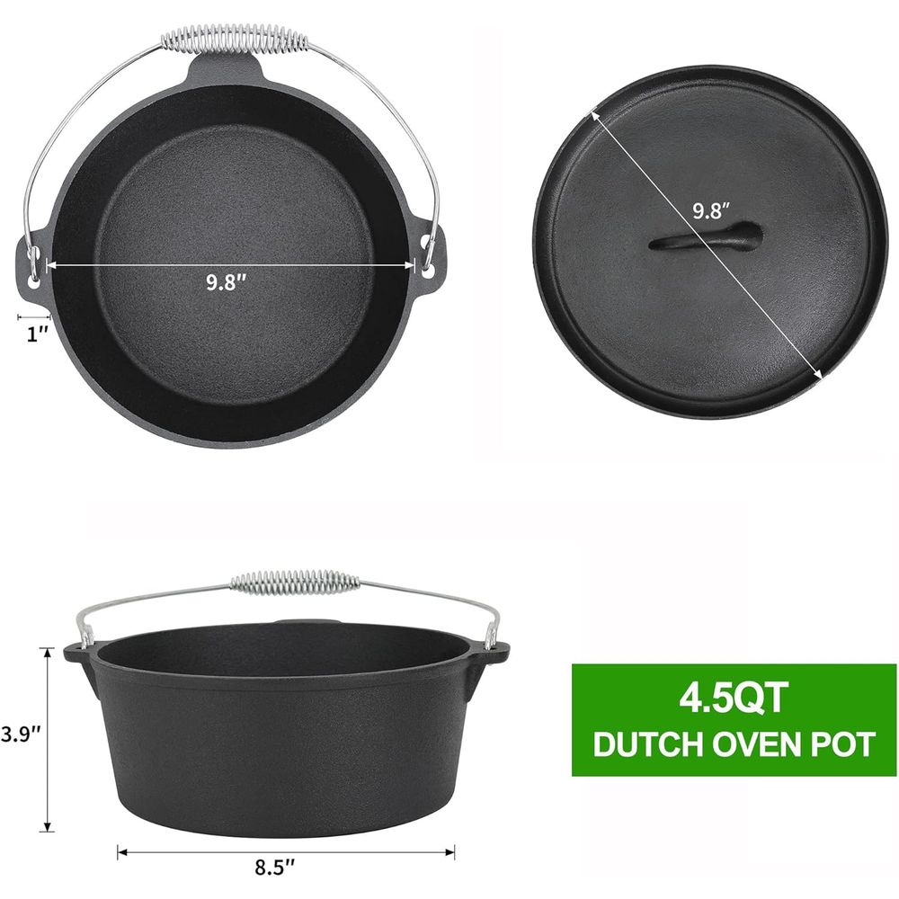 8 Piece Pre-Seasoned Dutch Ove - Skillet Cast Iron Camp recension och pris