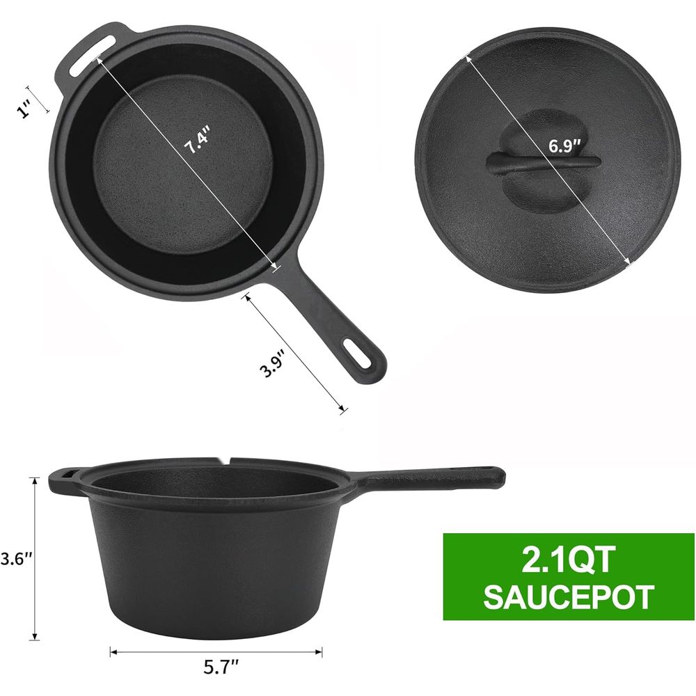8 Piece Pre-Seasoned Dutch Ove - Skillet Cast Iron Camp recension och pris